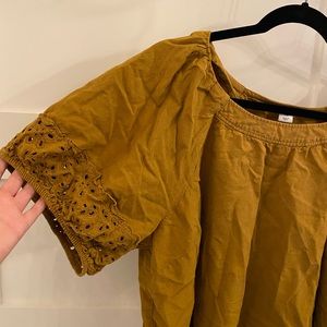Puff sleeve mustard yellow blouse